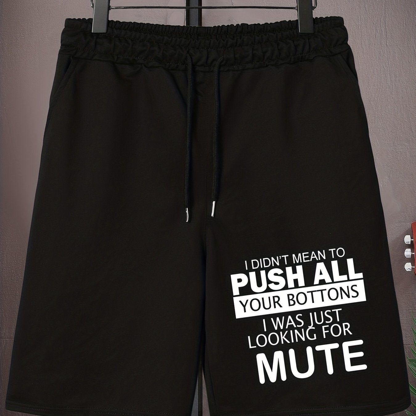 Men's Plus Size Drawstring Shorts, Alphabets Print Oversized Elastic Short Sports Pants For For Big And Tall Guys, Spring & Summer Clothing