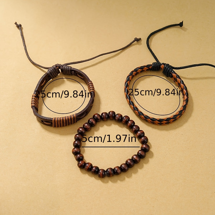 1pc Men's Quartz Watch & 3pcs Bracelets, Men's Watch Set, Ideal choice for Gifts