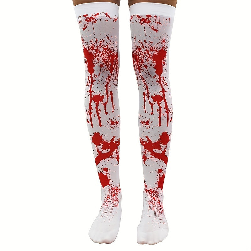 Vampire Nurse Blood Stockings - Halloween Costume Accessory - Knee-High Socks - Party Wear - Hand Wash or Dry Clean - No Battery Required