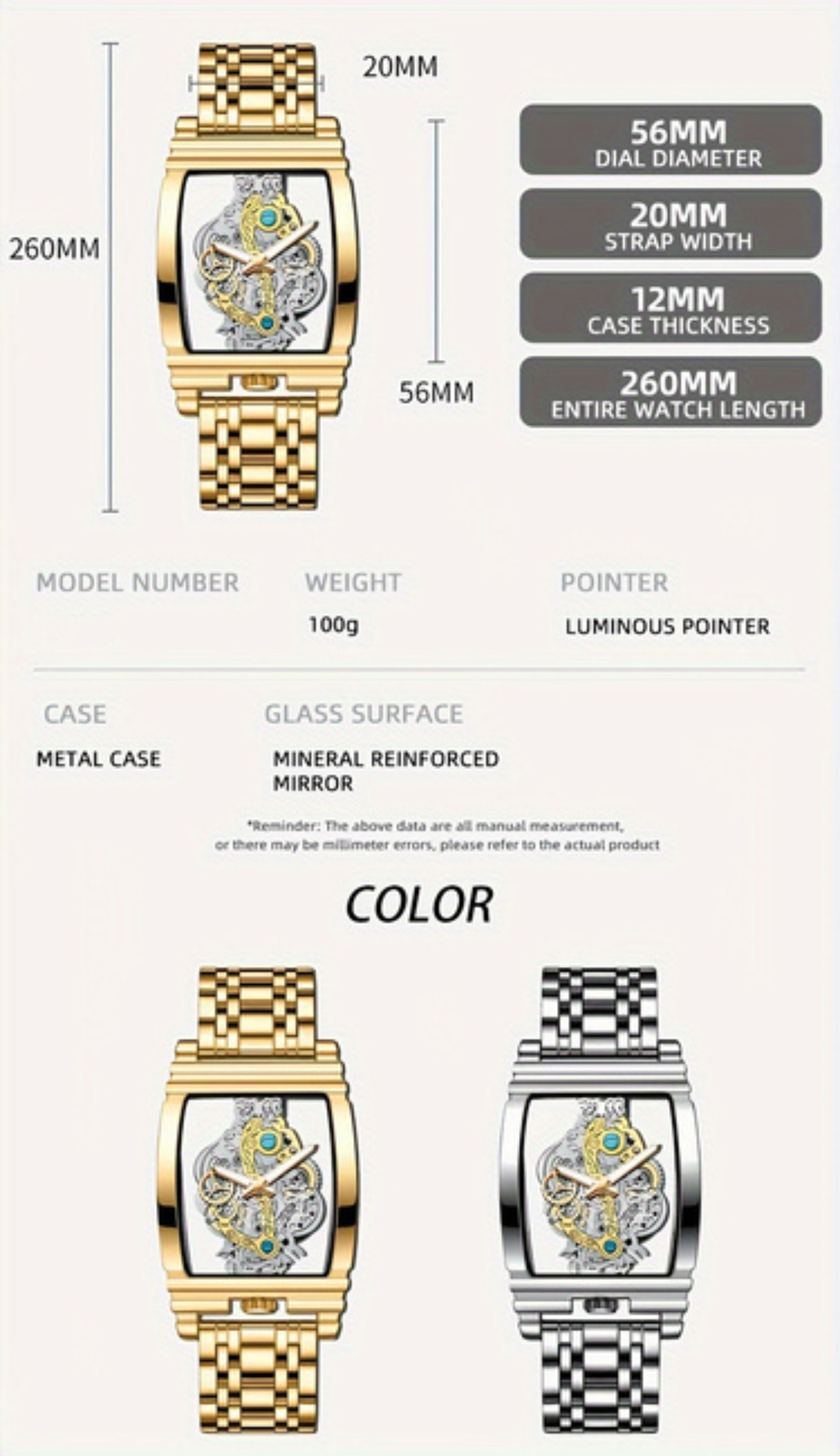 Sleek Luxury Men's Quartz Watch - Stainless Steel Band, Luminous Dial, Hollow-Out Design, Folding Clasp