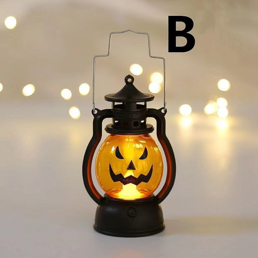 1pc Halloween Oil Lamp, Portable Pumpkin Skull Pony Lantern, Bar Party Atmosphere Light, Halloween Decoration