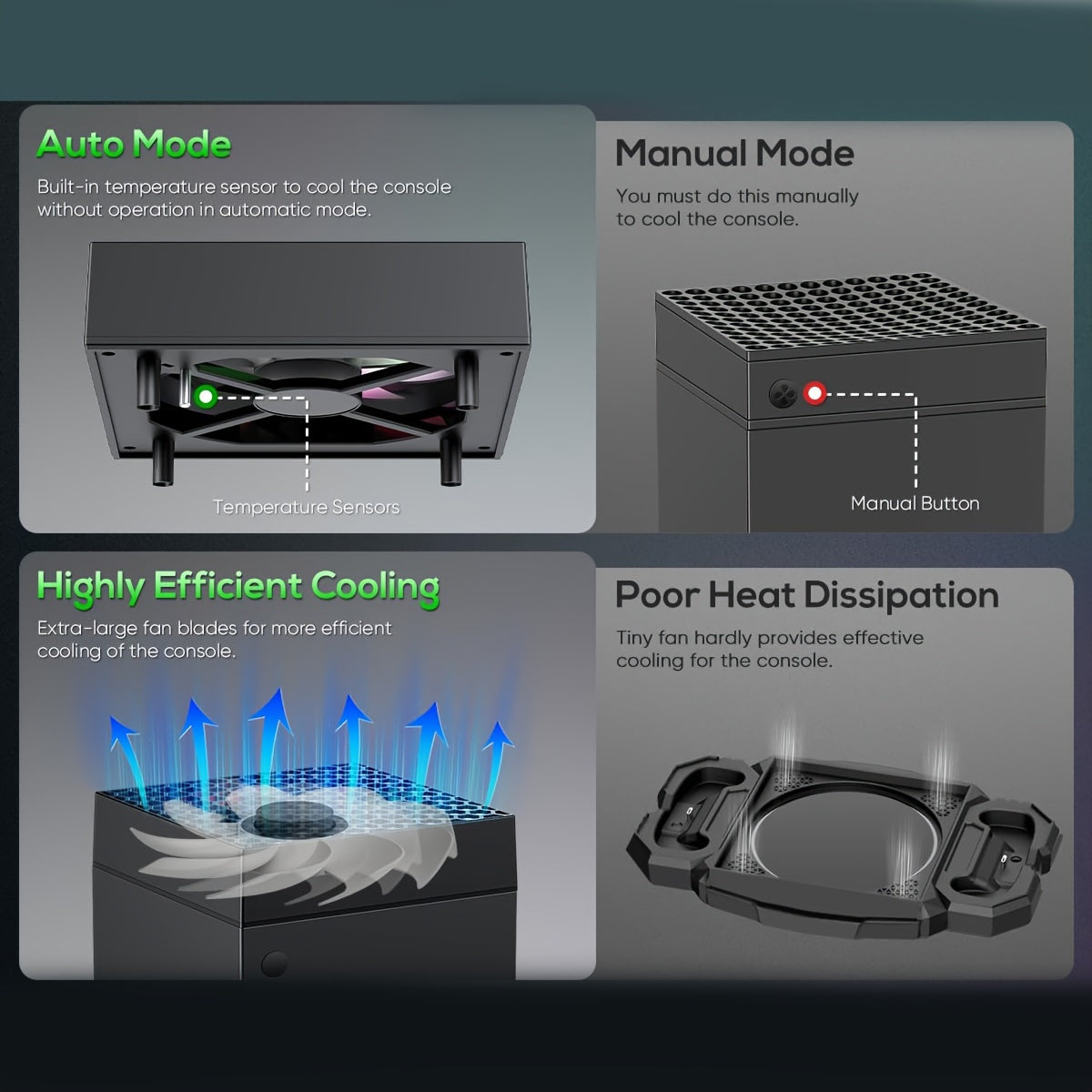 Xbox Series X & S RGB LED Charging Dock with Adjustable Cooling Fan, Dual Controller Stand and Headphone Holder - DOBE FOMIS ELECTRONICS
