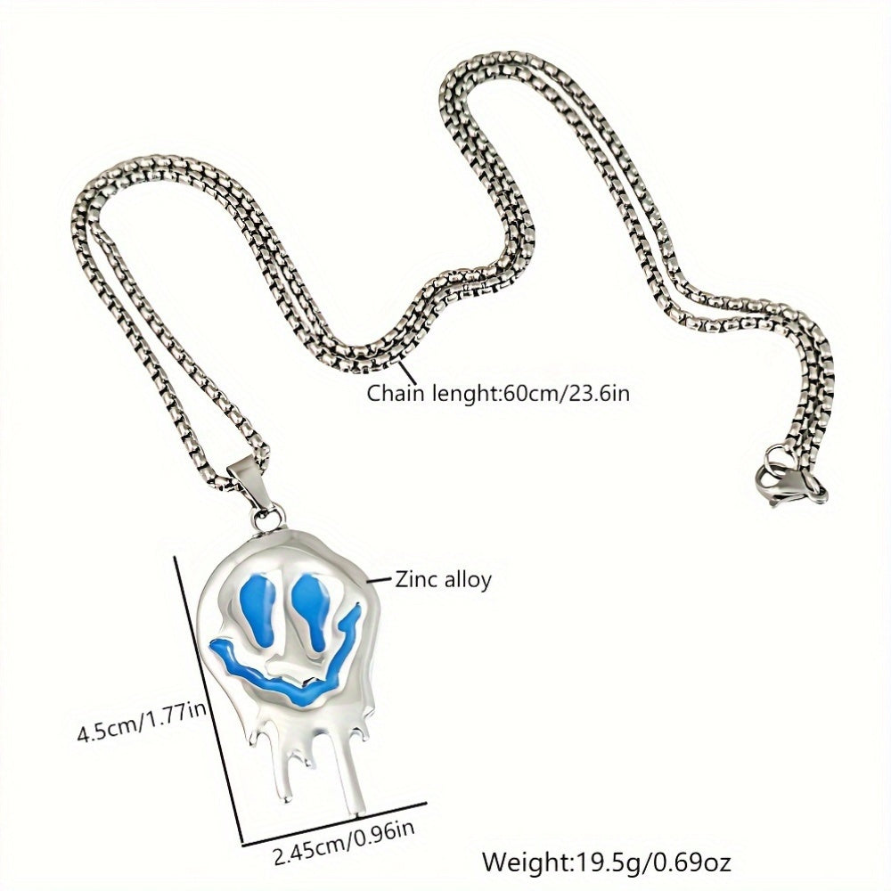 Punk Style Glowing Pendant Necklace in White, Synthetic November Birthstone, Zinc Alloy, No Plating, Fashion Trend Accessory, Gothic Hip Hop Jewelry for Halloween, Unisex Birthday Gift