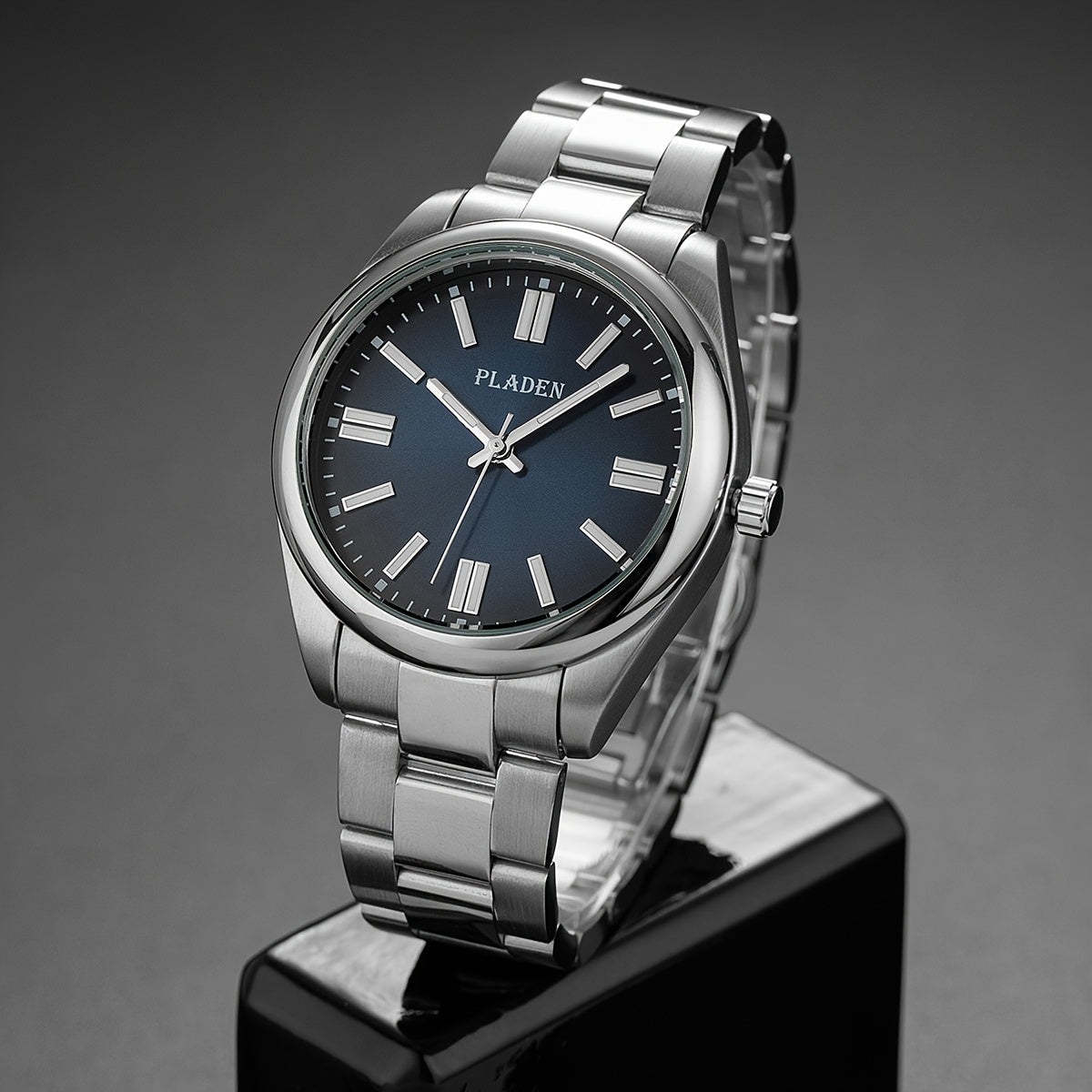 PLADEN Stylish Classic Stainless Steel Business Luminous Quartz Watch, Men's Gift