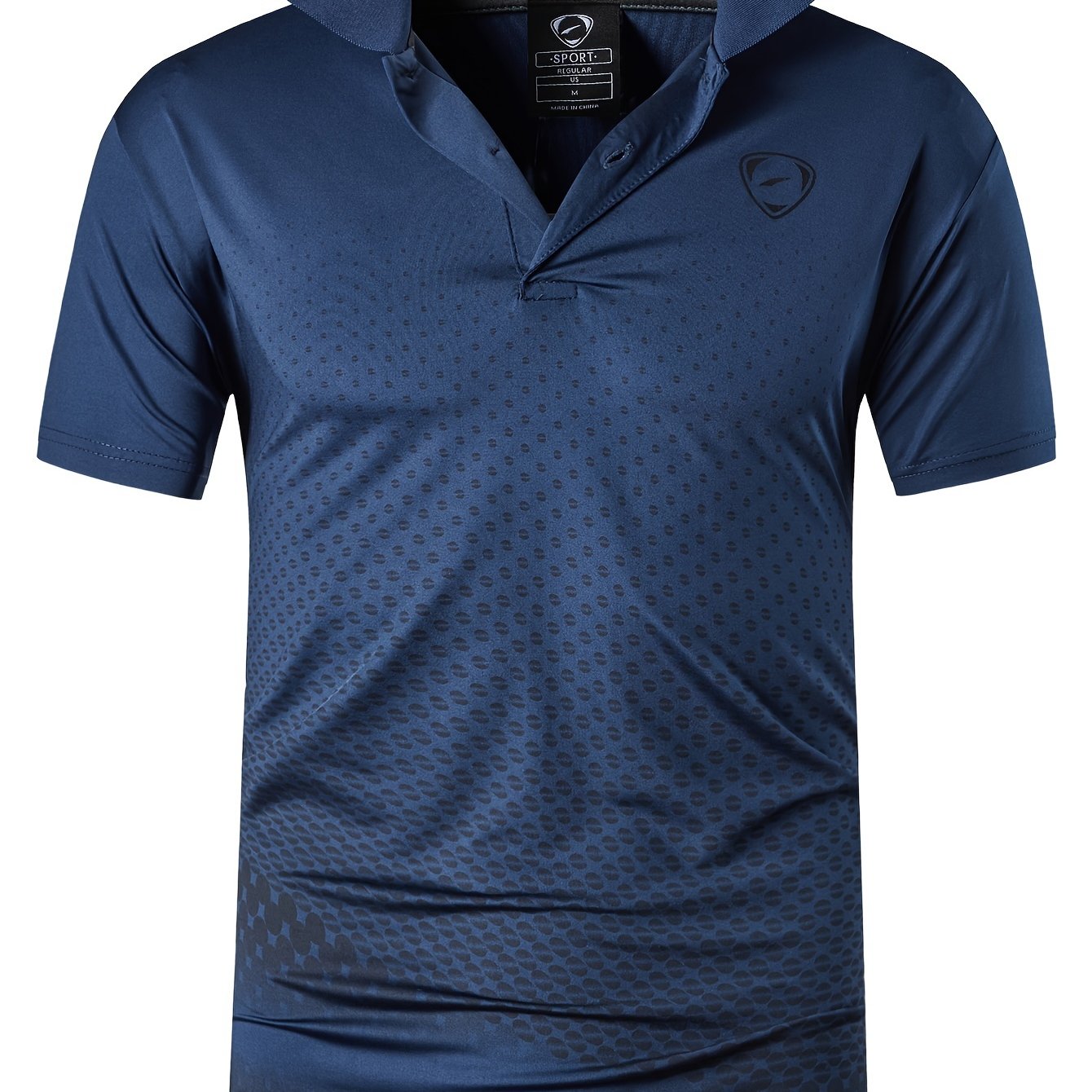 Jeansian Men's Lightweight Breathable Sport Shirt - Vibrant Orange All-Over Dot Print, Stretch Polyester Short Sleeve with Collar & Button Placket for Tennis Golf Bowling, Regular Fit All-Season Casual Athletic Wear, Tennis A