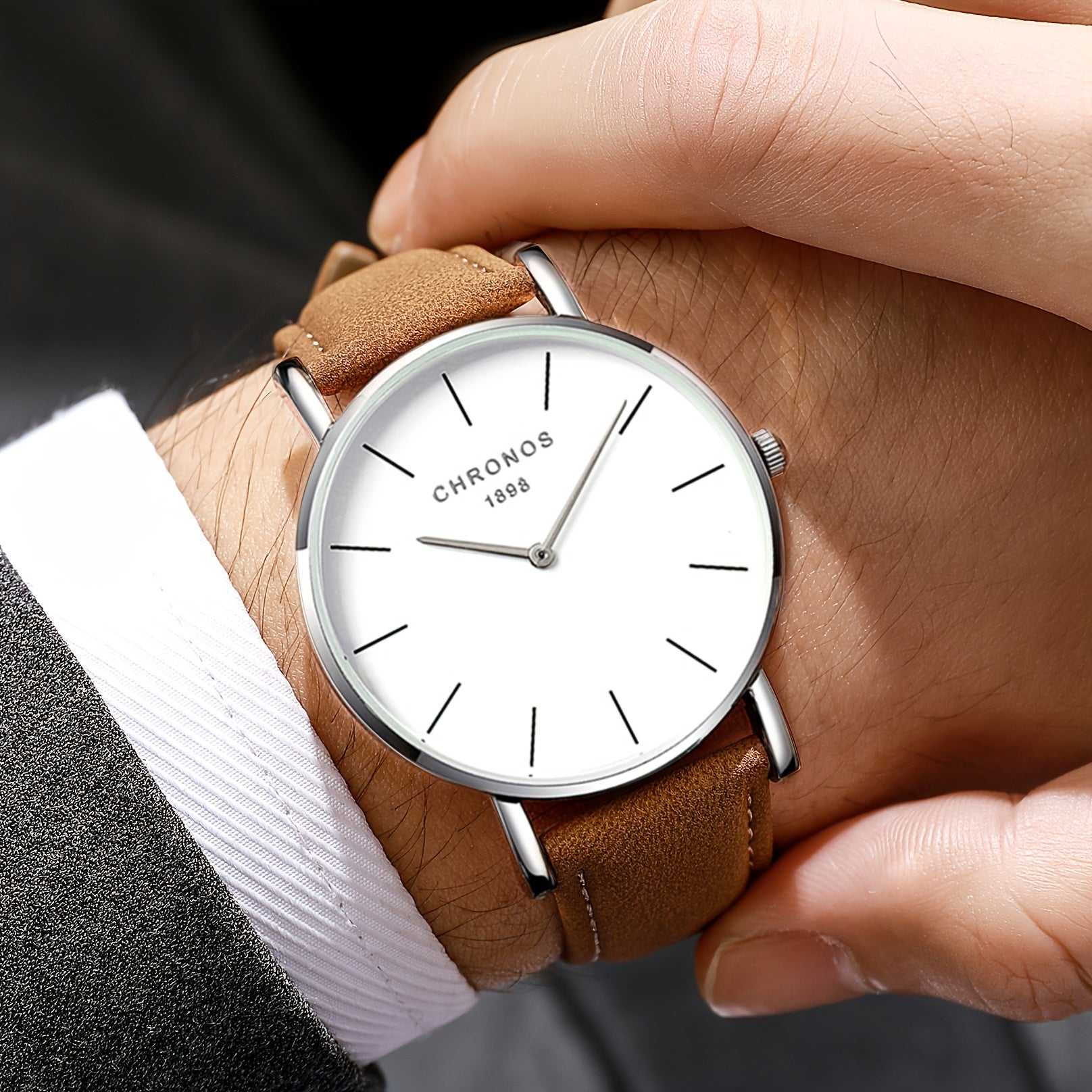 CHRONOS Men'S Classic Minimalist Watch - High Quality up to 1181.1inch, Quartz Movement Watch with Black Strap, Everyday & Formal Wear for Business, Sports, Gifts - Ideal for Men, Students, Professionals - Birthday/Christmas