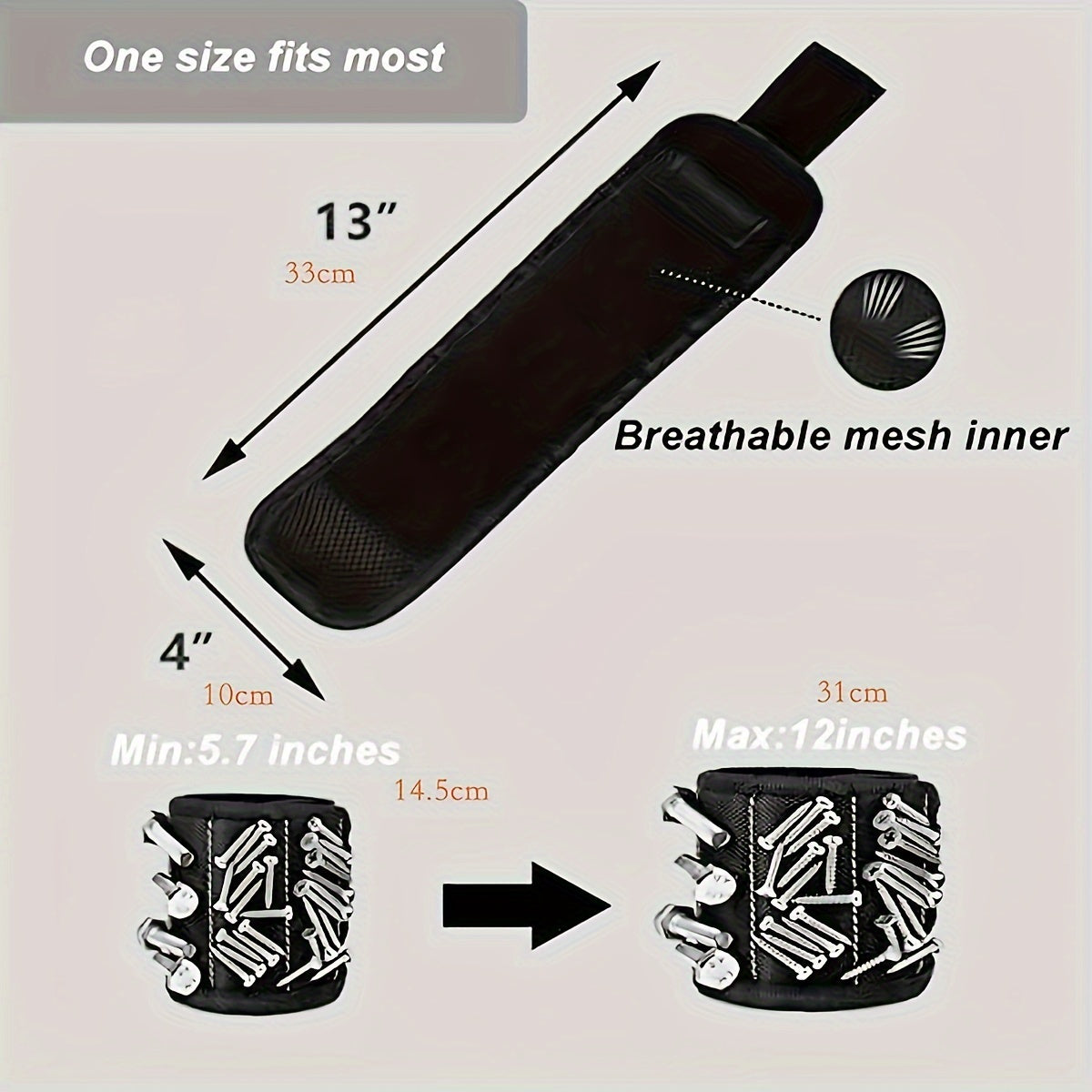 Magnetic Tool Wristband For Holding Screws, Nails, Drill Bits, And Small Tools - Ideal For Home Improvement And Repairs