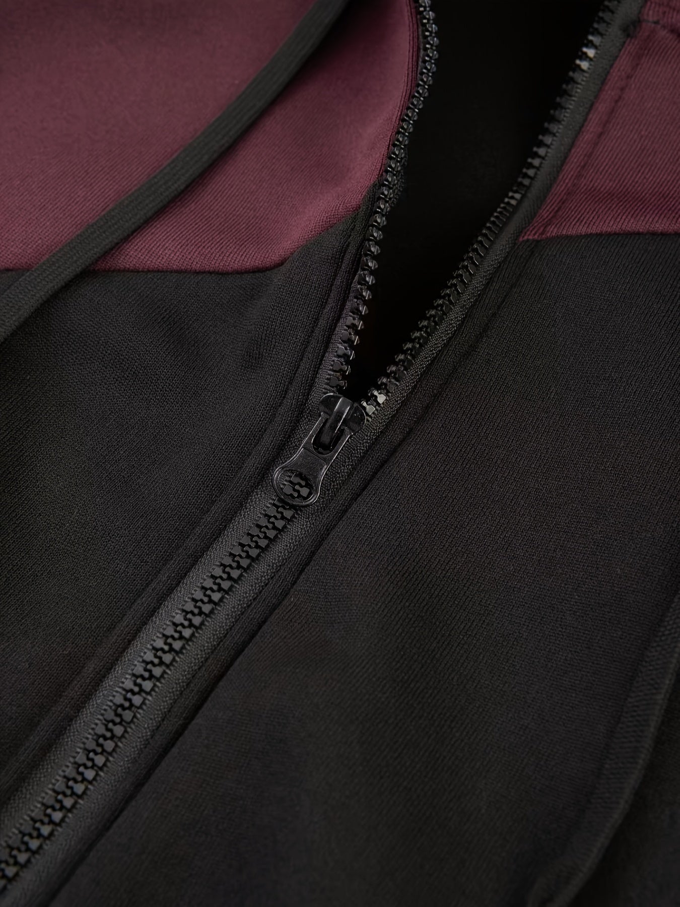 Stylish Men's Color Block Varsity Jacket - Water-Resistant Zip-Up Design with Adjustable Hood, Soft Fleece Lining, and Multiple Pockets - Perfect for Casual Outdoor Activities and Sports Events