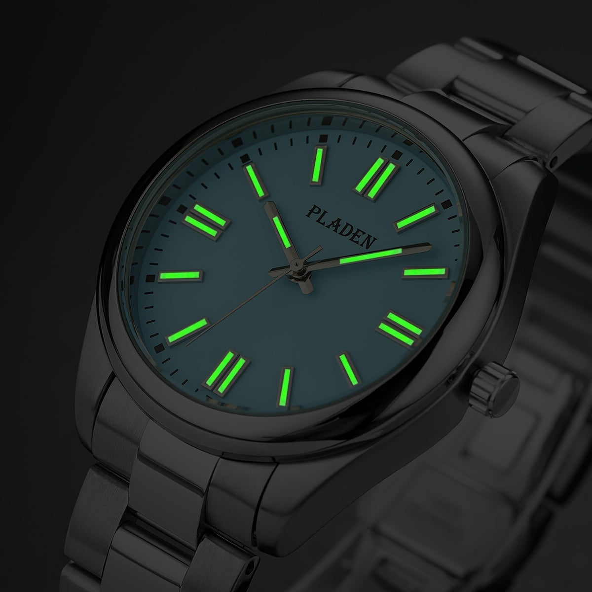 PLADEN Stylish Classic Stainless Steel Business Luminous Quartz Watch, Men's Gift