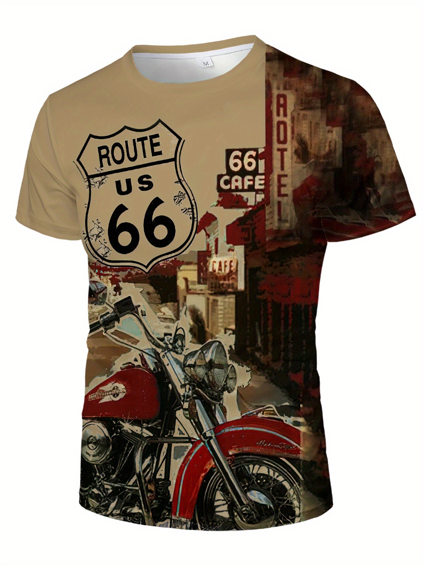 Retro Motorcycle Print, Men's Graphic Design Crew Neck Active T-shirt, Casual Comfy Tees Tshirts For Summer, Men's Clothing Tops For Daily Gym Workout Running