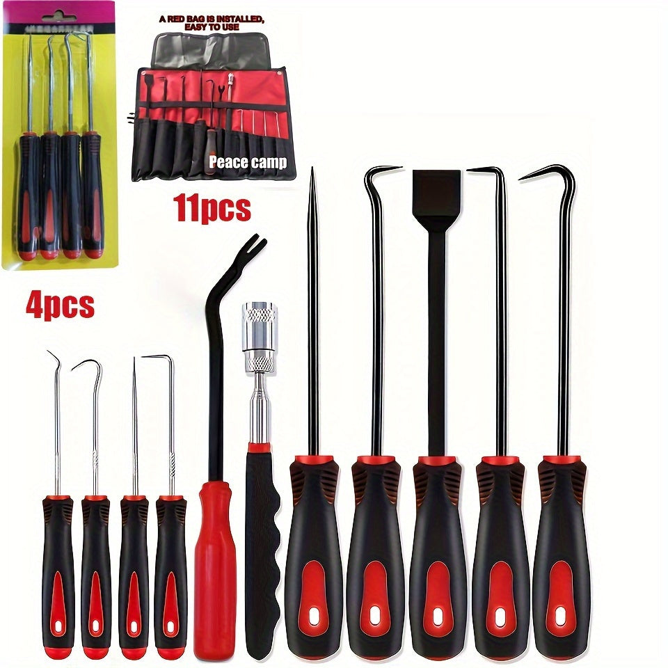 Precision Pick & Hook Set with Scraper: 4 Pcs/ 11 Pcs Automotive Electronics Maintenance Tools - High-Quality Material, Non-Slip Design