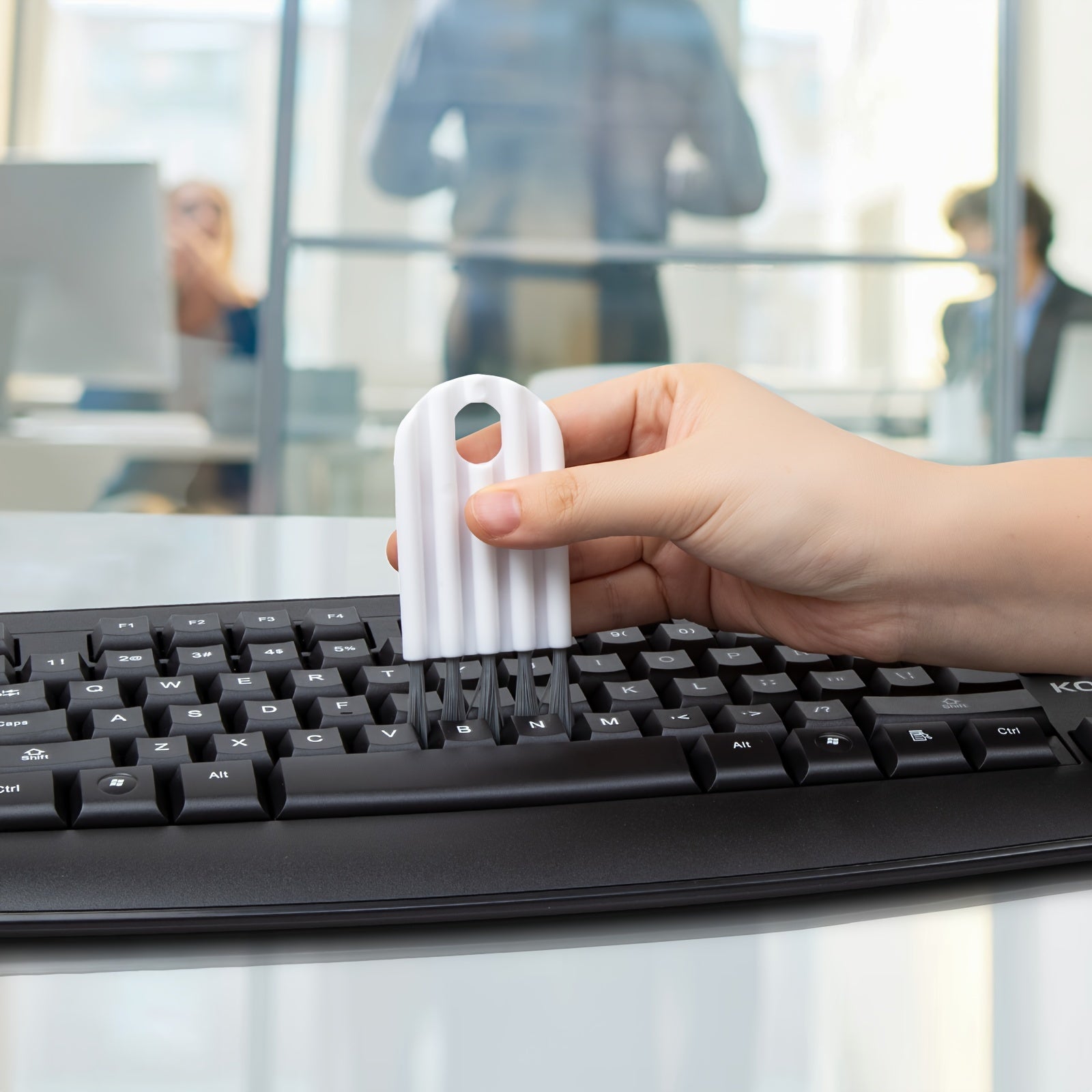 1pc Polyester Fiber Soft Brush Computer Keyboard Cleaner - Multi-Function Dusting Tool with Corner Gap Duster and Keycap Puller for Electronics Maintenance