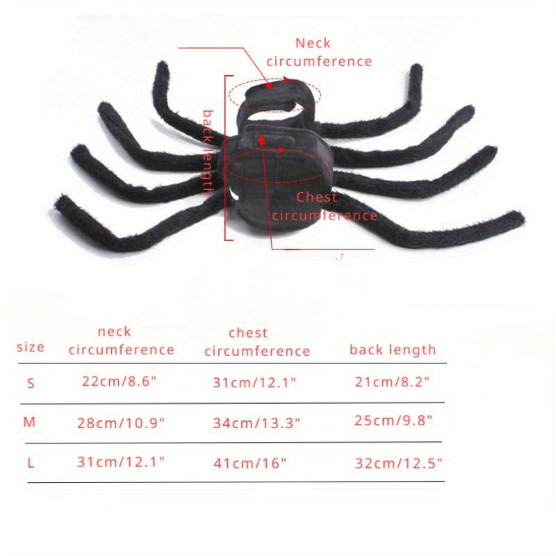 Spooky Spider Costume for Pets - Halloween Cosplay Outfit with 8 Legs, Comfortable Cotton, Adjustable Straps for Small to Large Dogs & Cats
