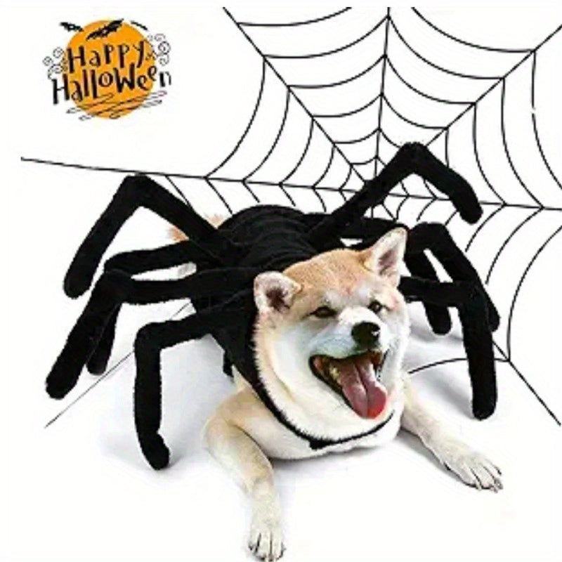 Spooky Spider Costume for Pets - Halloween Cosplay Outfit with 8 Legs, Comfortable Cotton, Adjustable Straps for Small to Large Dogs & Cats