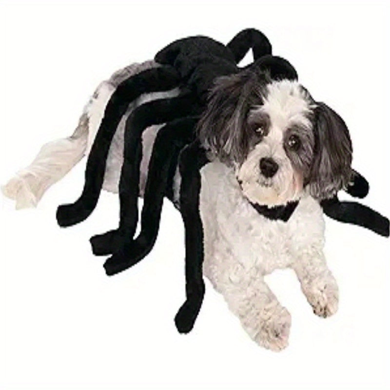 Spooky Spider Costume for Pets - Halloween Cosplay Outfit with 8 Legs, Comfortable Cotton, Adjustable Straps for Small to Large Dogs & Cats