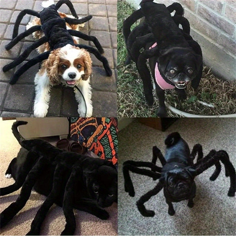 Spooky Spider Costume for Pets - Halloween Cosplay Outfit with 8 Legs, Comfortable Cotton, Adjustable Straps for Small to Large Dogs & Cats