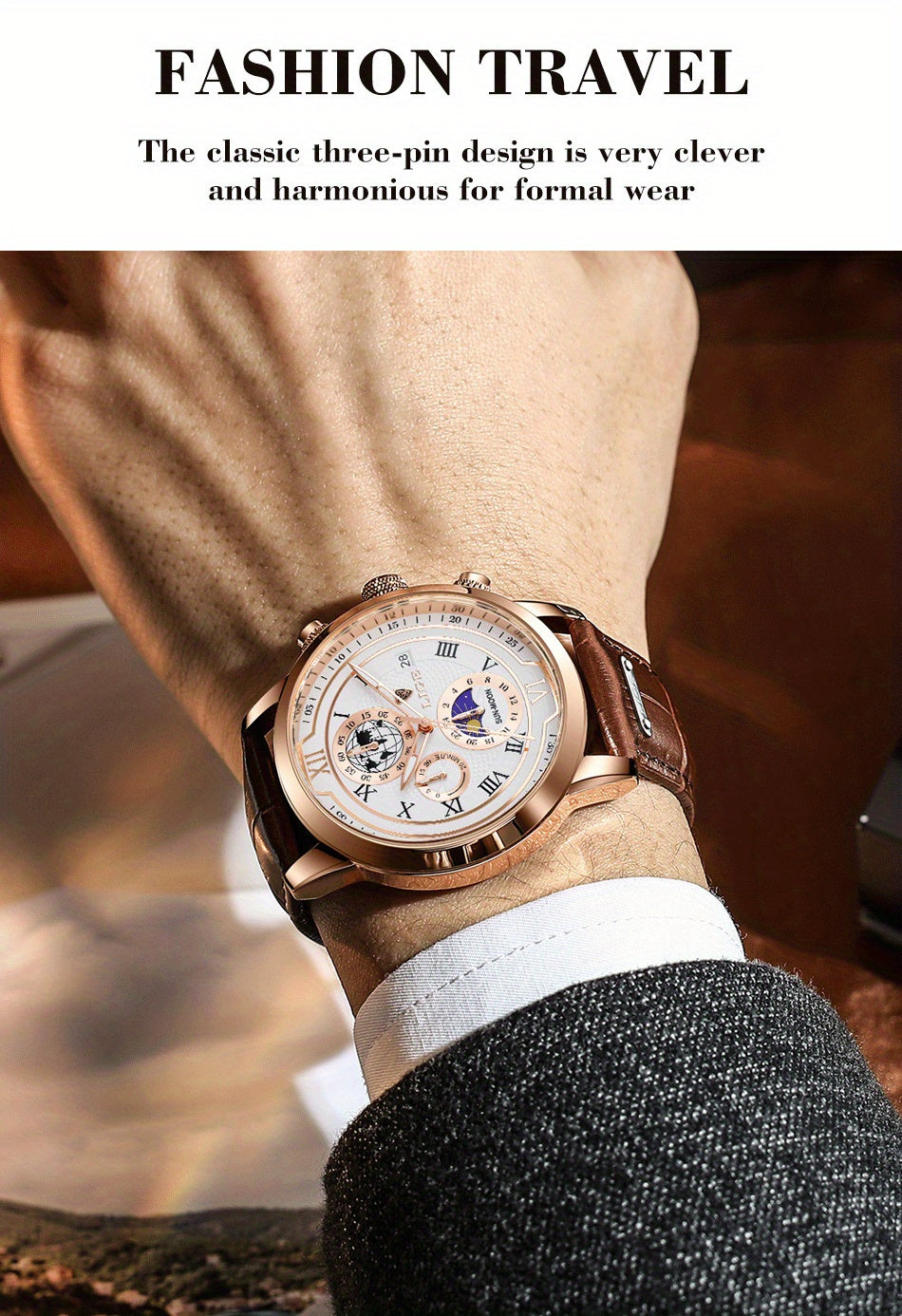 LIGE New Watch Night Light Moon Phase Quartz Watch, Fashion Multi Functional Calendar Sports Men's Watch