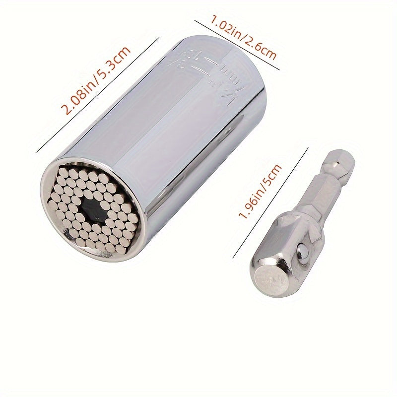 Universal Socket Wrench Set, 7-19mm, Professional Multi-Function Hand Tools, Chrome Steel with Ratchet and Power Drill Adapter, Interchangeable Iron Sockets - DIY Repair Kit - For Mechanics, Car Enthusiasts & DIYers - Perfect