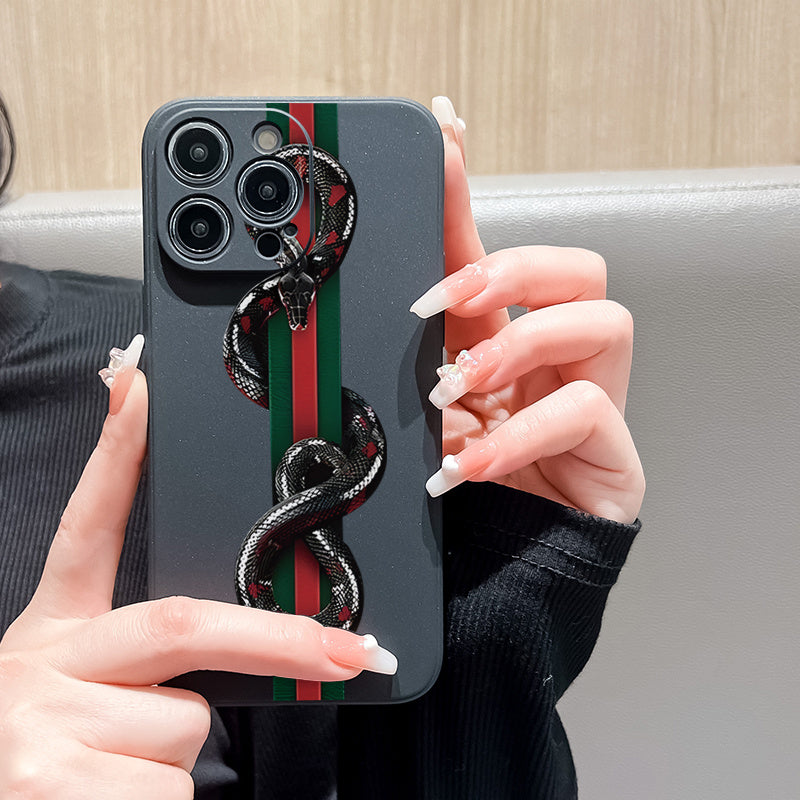 Creative fashion brand embroidery snake pattern Printed Phone Case For iPhone 15 14 13 12 11 X XR XS 8 7 Mini Plus Pro Max SE, Gift For Easter Day, Christmas Halloween Deco/gift For Girlfriend, Boyfriend, Friend Or Yourself