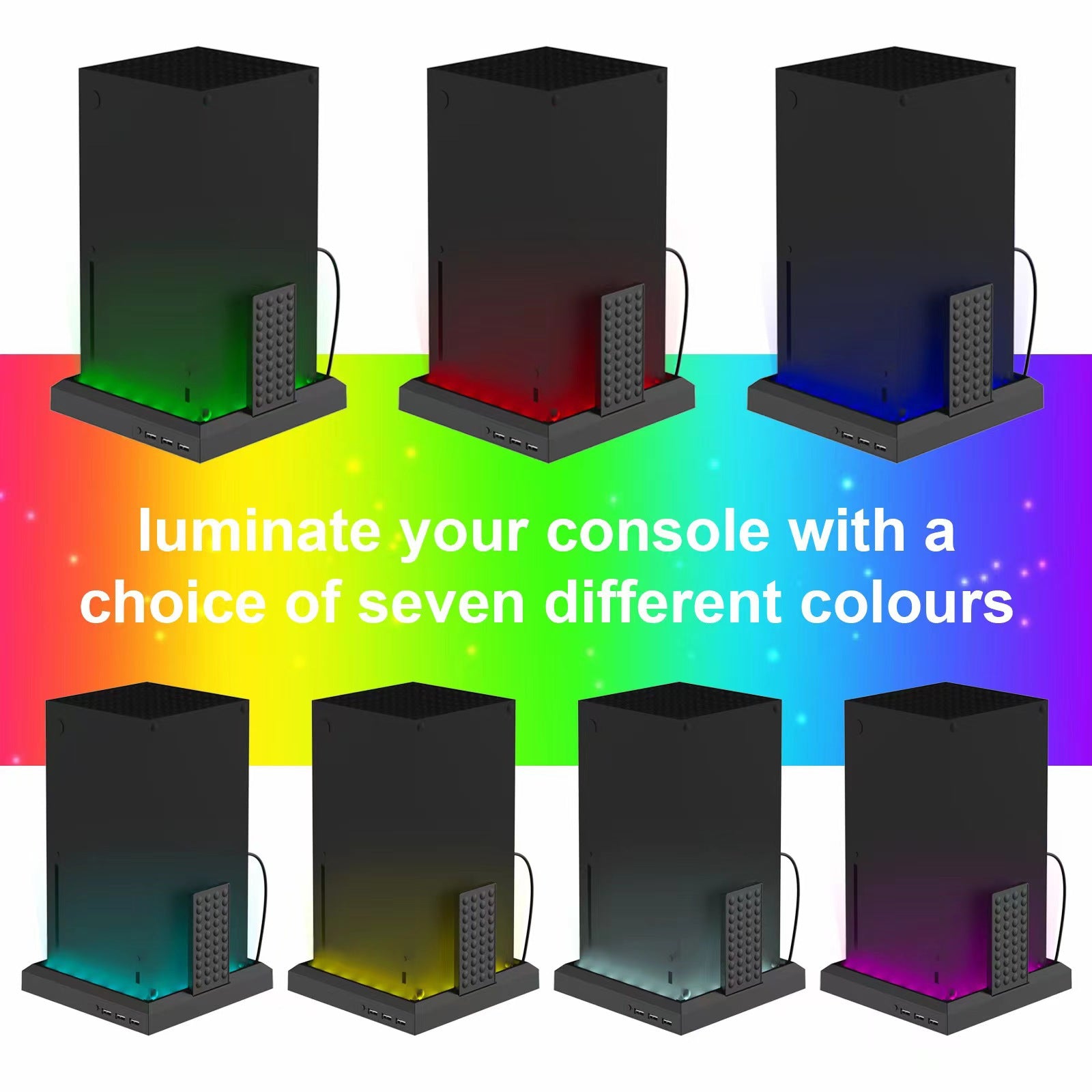 X/S Console RGB Ambient Lighting Base - USB Powered, PVC Material, Includes Electronics & Motherboard for Enhanced Gaming Experience