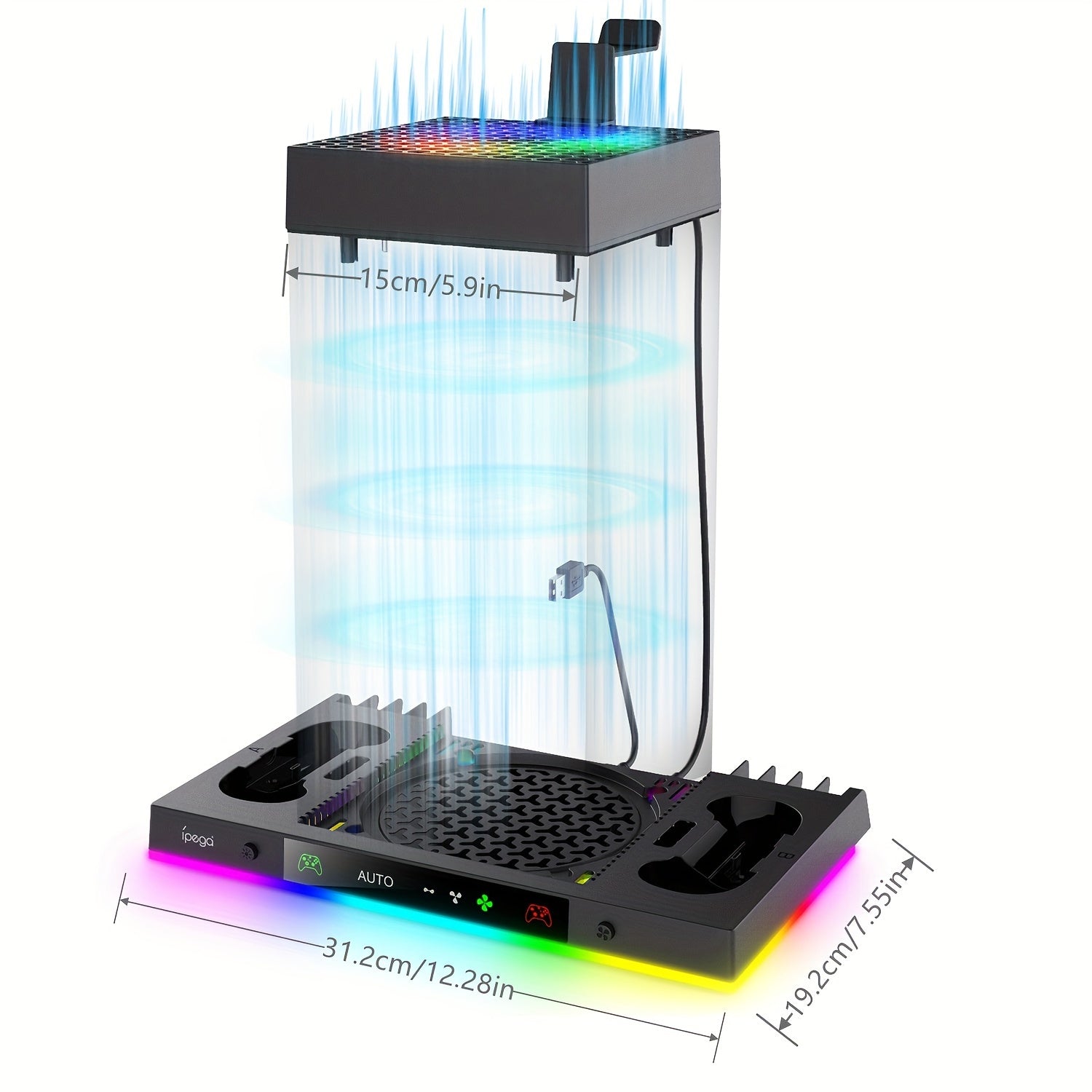 Xbox Series X & S RGB LED Charging Dock with Adjustable Cooling Fan, Dual Controller Stand and Headphone Holder - DOBE FOMIS ELECTRONICS