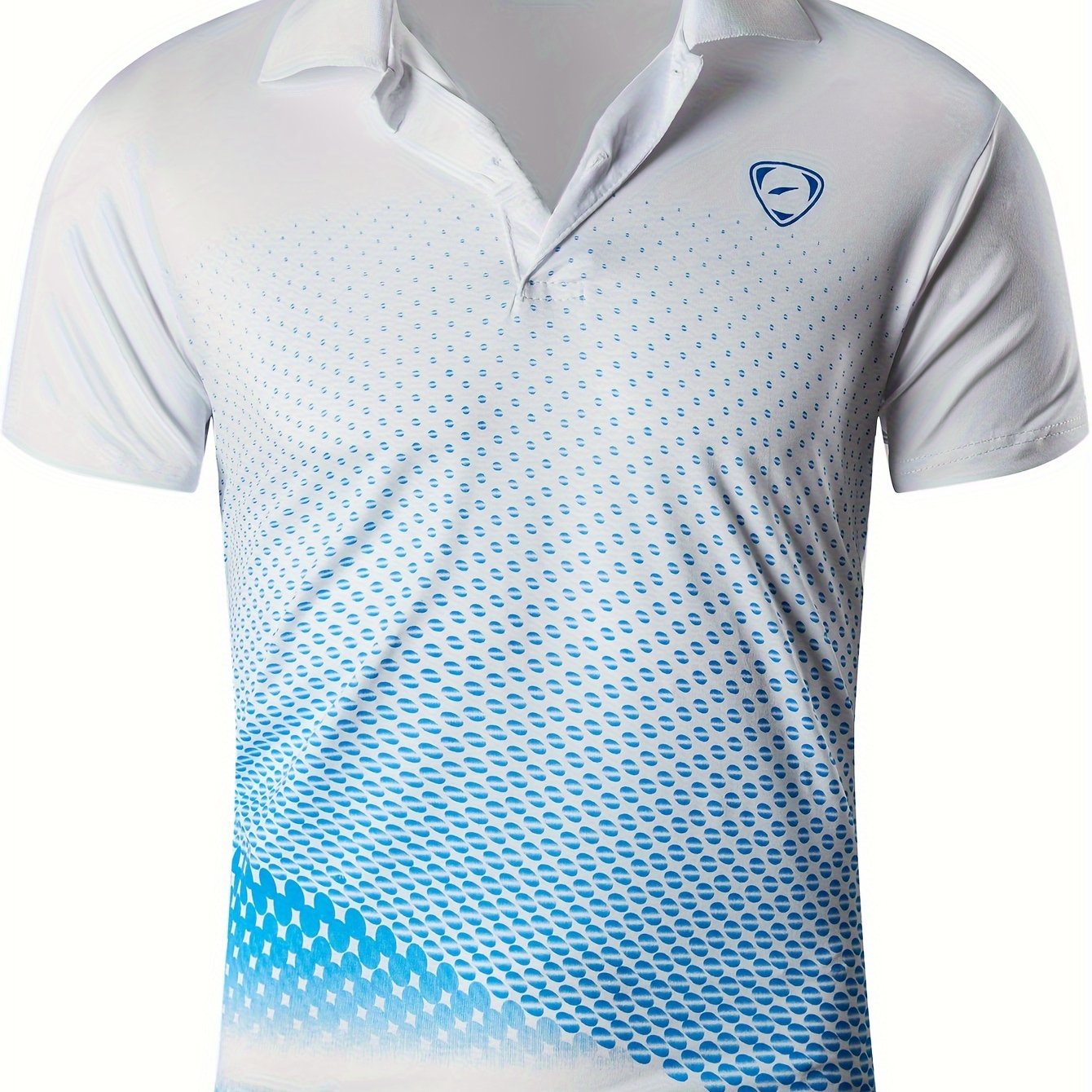 Jeansian Men's Lightweight Breathable Sport Shirt - Vibrant Orange All-Over Dot Print, Stretch Polyester Short Sleeve with Collar & Button Placket for Tennis Golf Bowling, Regular Fit All-Season Casual Athletic Wear, Tennis A