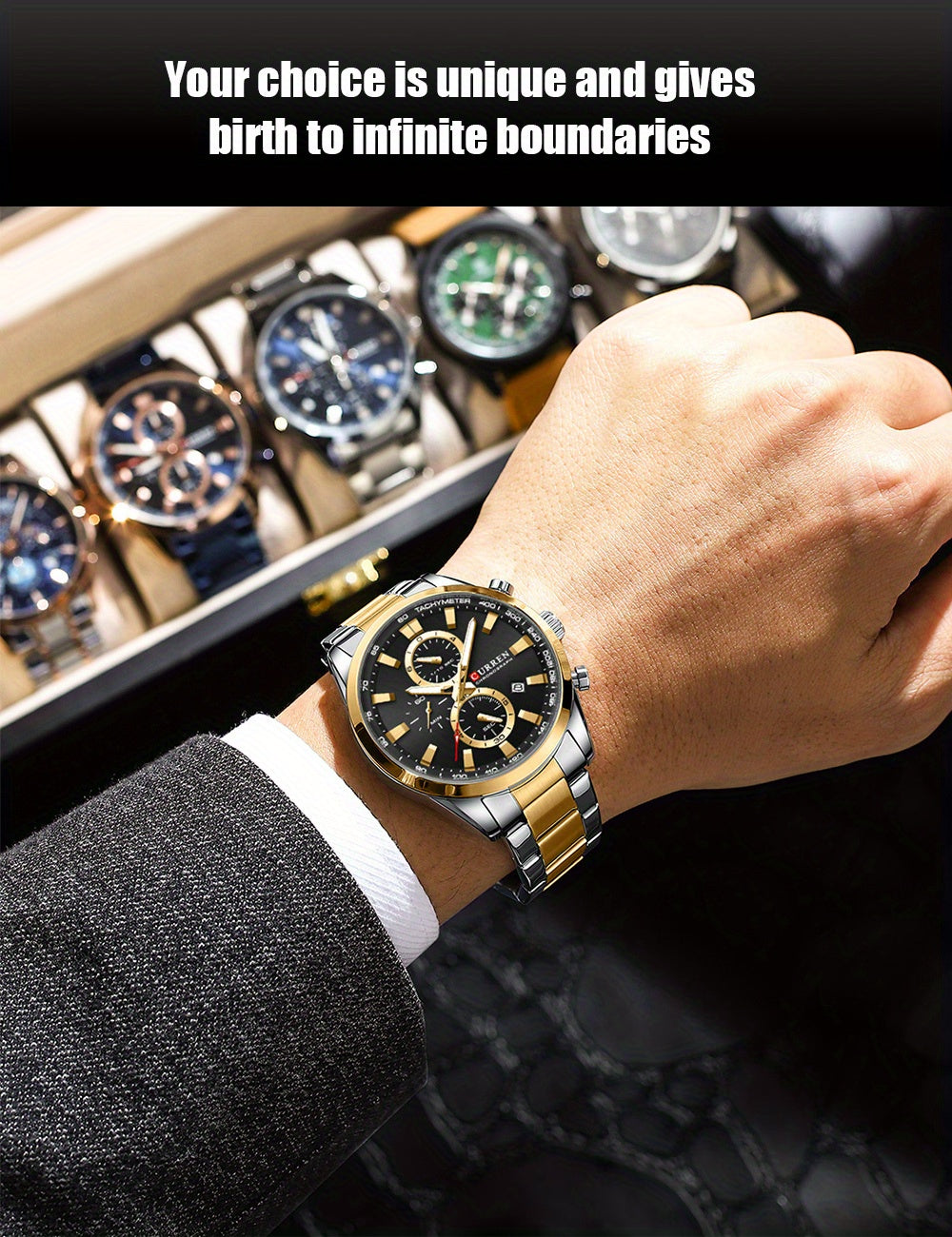 [CURREN Business Watch] CURREN Multifunctional Chronograph Business Men's Watch, Round Wristwatch, Ideal Choice For Gifts