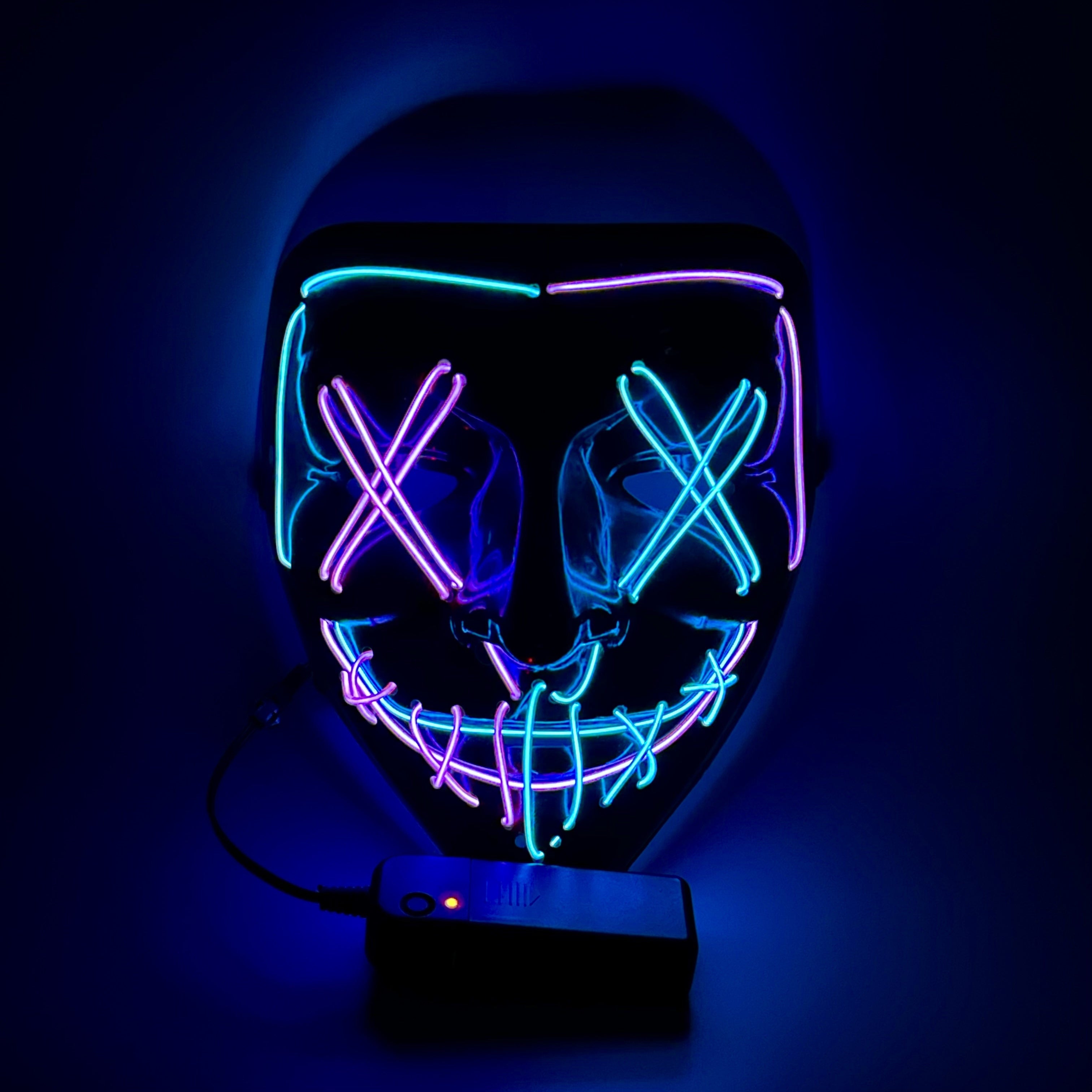 Cool Cyberpunk LED Clown Mask, Color Block Y2K Full Face Mask Prank Prop, Halloween Bar Club Rave Photo Prop, LARP Party Funny Supply, Stage Performance Accessory