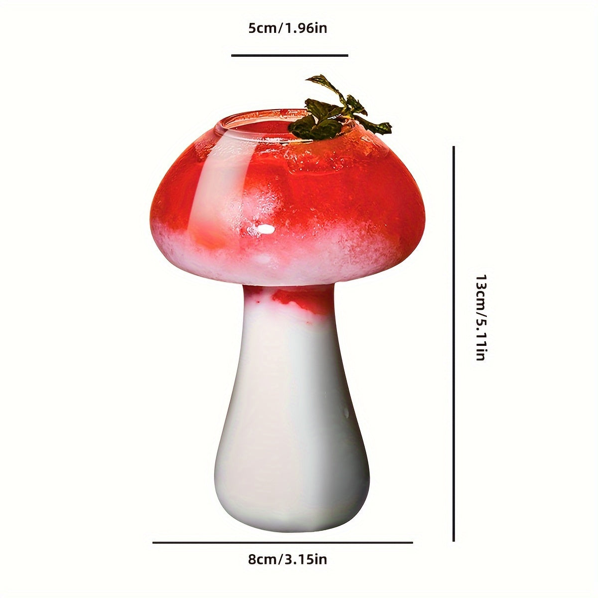 8.12oz Mushroom Shaped High Borosilicate Glass Cup for Cocktails, Milk, Coffee - Reusable, Lead-Free, Recyclable, Microwave Safe - Hand Wash Only - Perfect for Family, Christmas, Halloween, Easter, Hanukkah, Thanksgiving