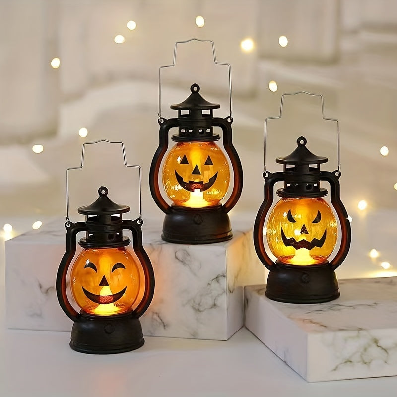 1pc Halloween Oil Lamp, Portable Pumpkin Skull Pony Lantern, Bar Party Atmosphere Light, Halloween Decoration