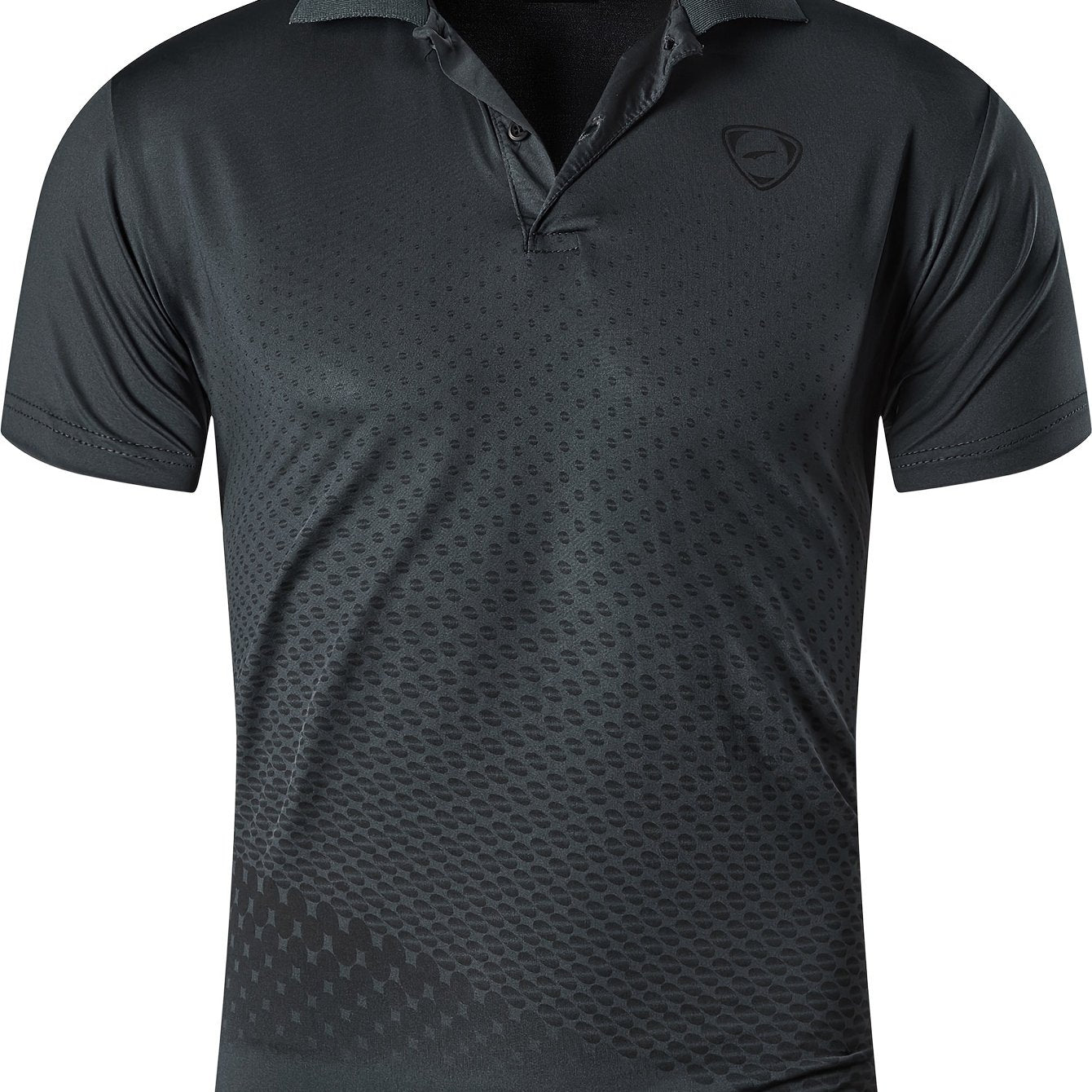 Jeansian Men's Lightweight Breathable Sport Shirt - Vibrant Orange All-Over Dot Print, Stretch Polyester Short Sleeve with Collar & Button Placket for Tennis Golf Bowling, Regular Fit All-Season Casual Athletic Wear, Tennis A