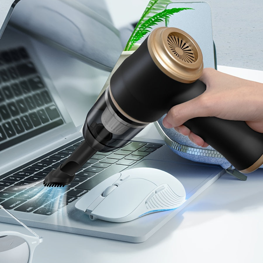 Handheld wireless portable vacuum cleaner, rechargeable, 2000 * 2 milliampere battery, suction force 5000Pa, integrated blowing and suction, suitable for multifunctional high-power small home appliance vacuum cleaners in auto