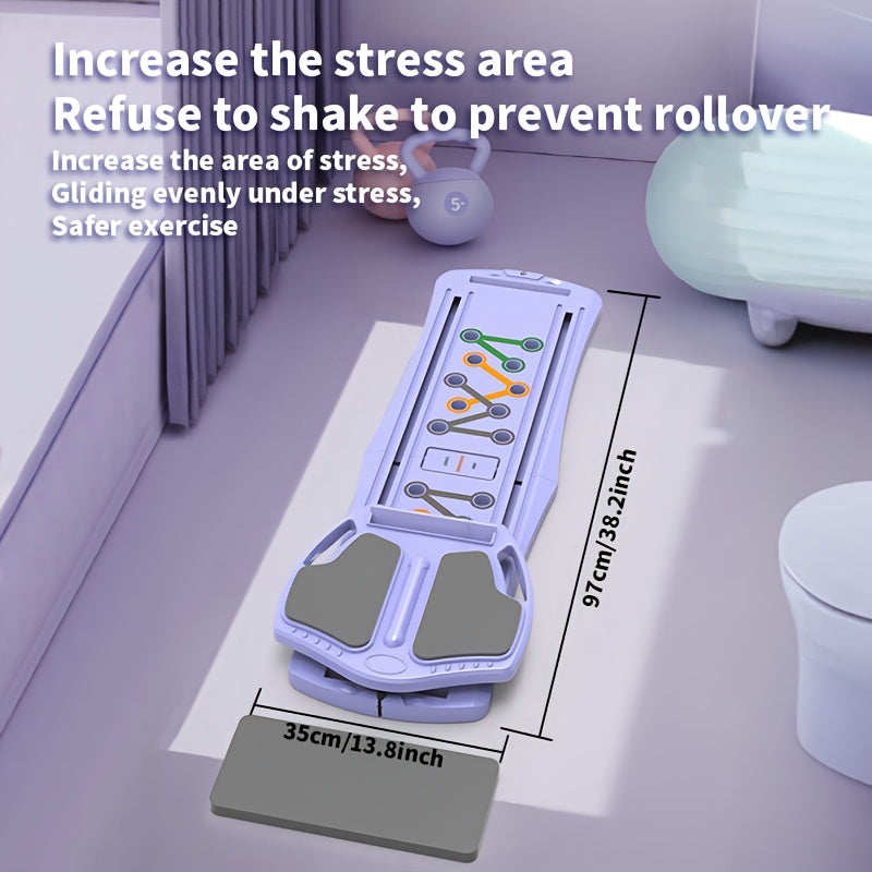 8-in-1 Home Gym Fitness Set with Abdominal Trainer, Balance Board, Resistance Bands, Yoga Mat & Pull-Up Bars - Full-Body Workout System for Core Strength, Cardio, Pilates, Sliding/Running Training - Manual Operation, No Batte