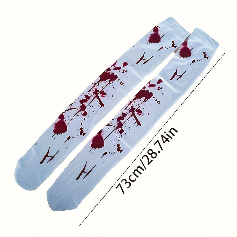 Vampire Nurse Blood Stockings - Halloween Costume Accessory - Knee-High Socks - Party Wear - Hand Wash or Dry Clean - No Battery Required