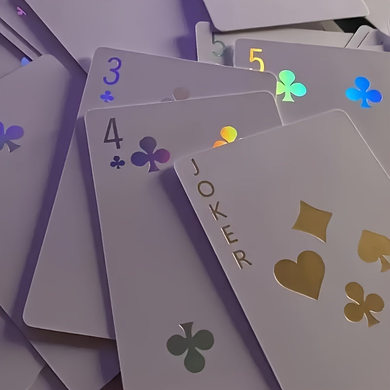 Vibrant Laser-Engraved Playing Cards - 54pcs Set for Parties & Gatherings, Durable Plastic, Ideal for Halloween & Christmas Gifts