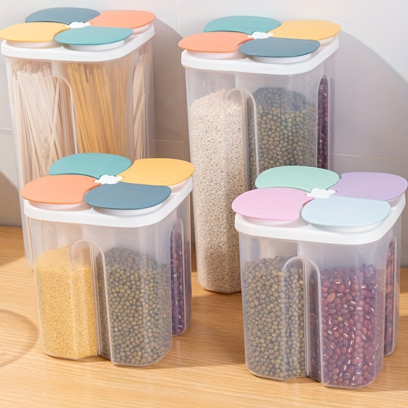 1pc Large Capacity Moisture-Proof Cereal Jar with Divided Compartments - Food Jars & Canisters for Home Kitchen Storage, Airtight Freshness Keeper, Easy Organization, and Space-Saving Design