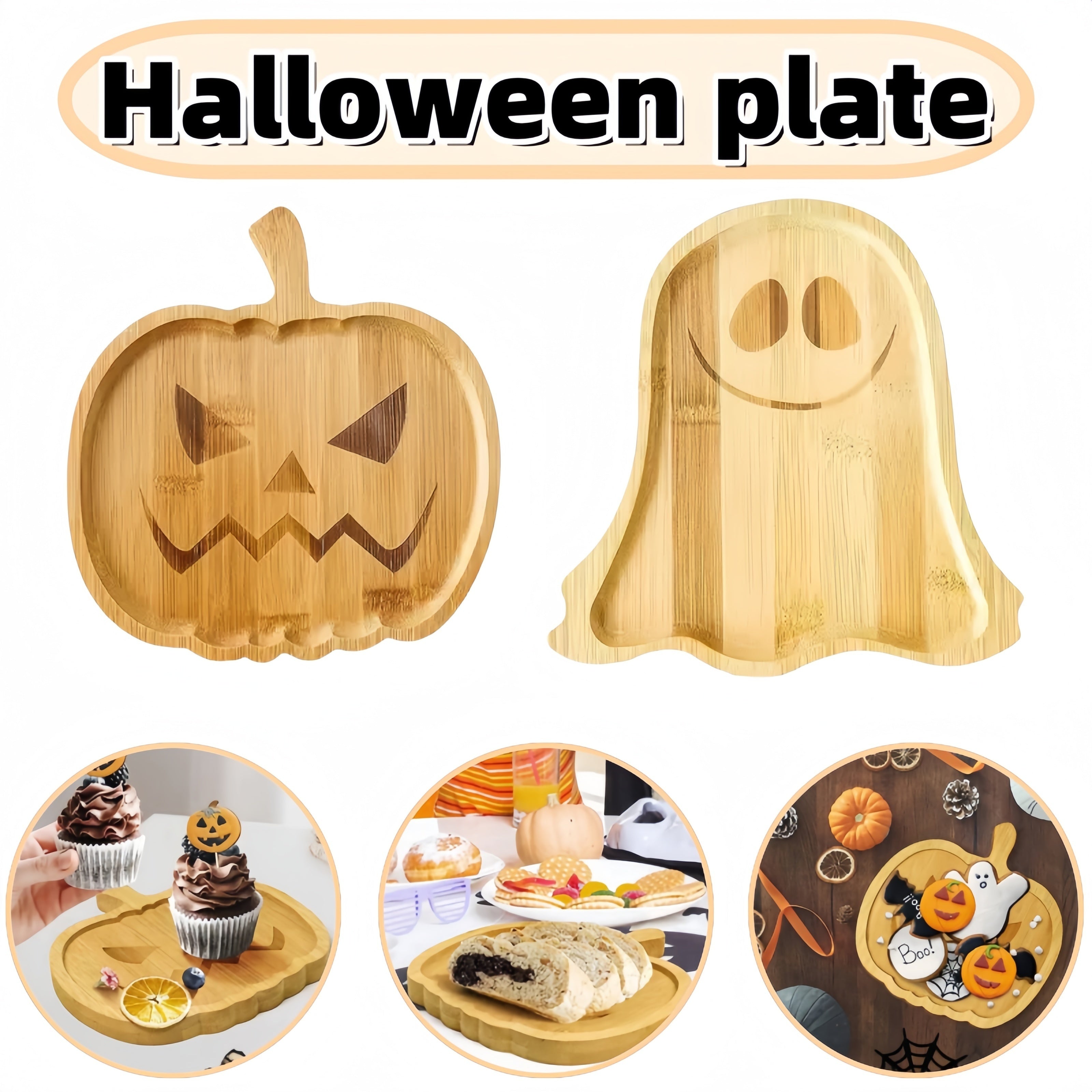 1pc Halloween-Themed Wooden Cutting Board - Easy Clean, Durable, Choose Your Design: Angry Pumpkin or - Perfect for Cheese, Charcuterie & BBQs - Ideal Kitchen Accessory