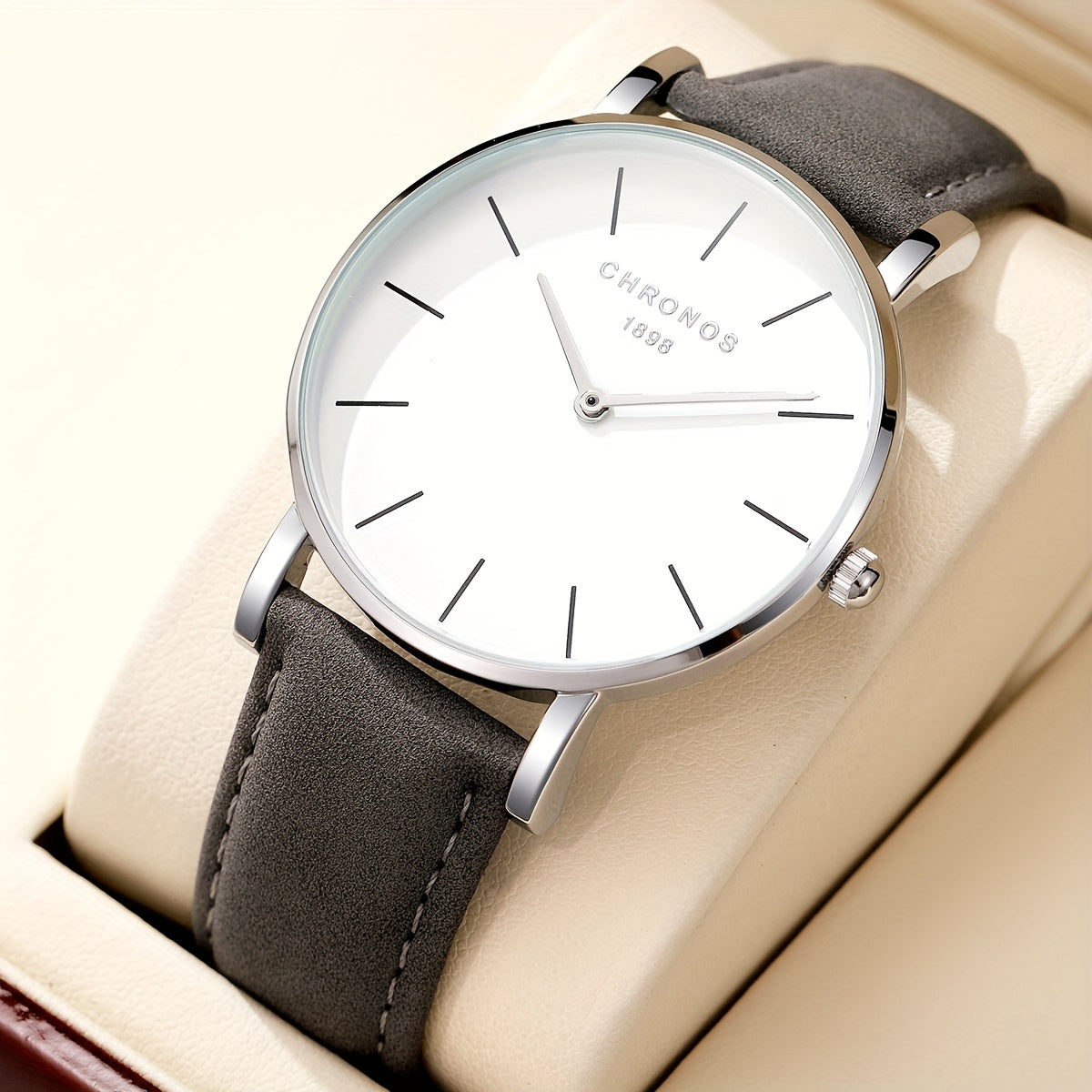 CHRONOS Men'S Classic Minimalist Watch - High Quality up to 1181.1inch, Quartz Movement Watch with Black Strap, Everyday & Formal Wear for Business, Sports, Gifts - Ideal for Men, Students, Professionals - Birthday/Christmas