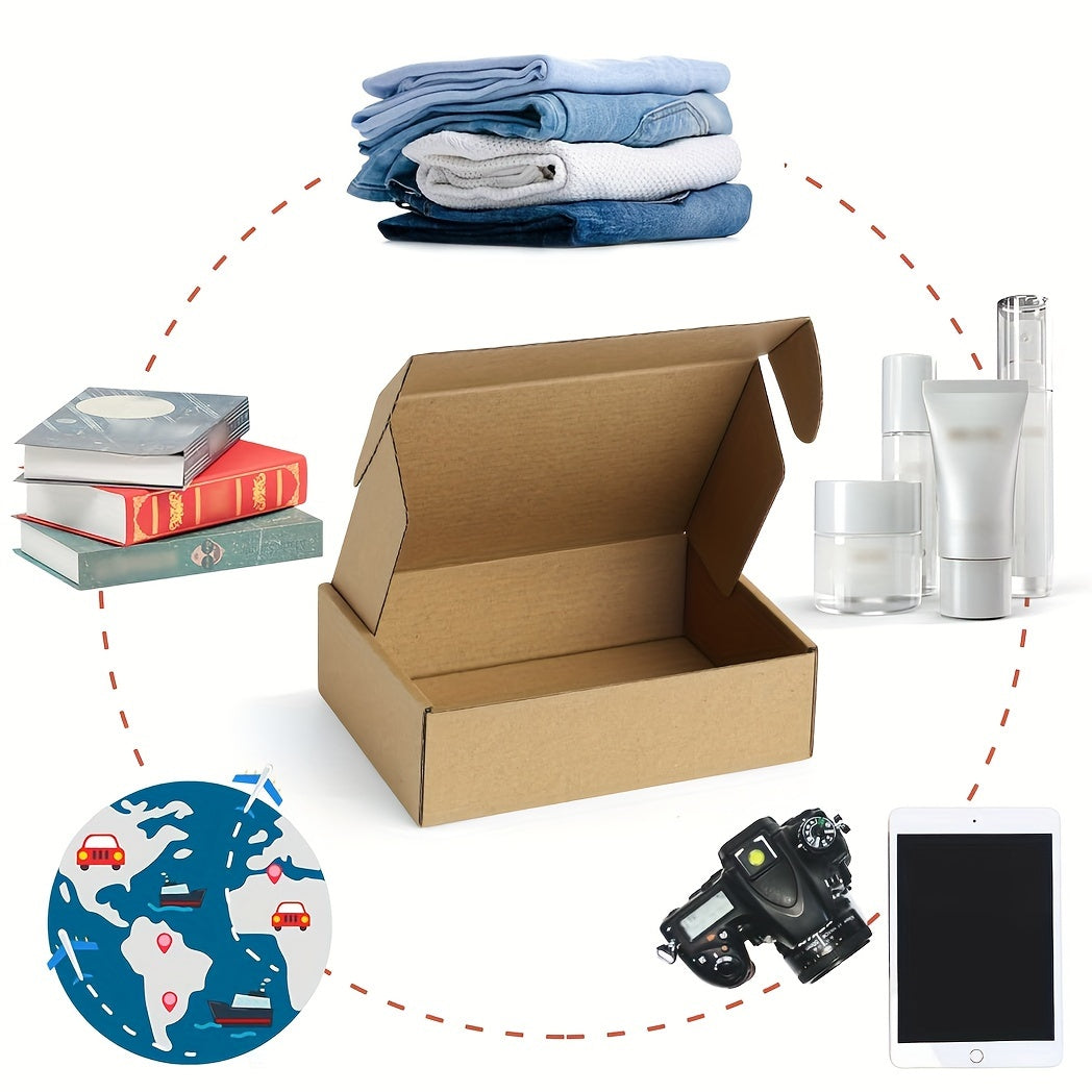 50pcs Brown Corrugated Mailer Boxes, 5.91x3.94x1.57inch, Triple Layer Extra Hard, Lid Included for Shipping Crafts, Electronics, Fragile Items - No Odor, Ideal for Small Businesses and Gift Packaging, Shipping Supplies | Neut