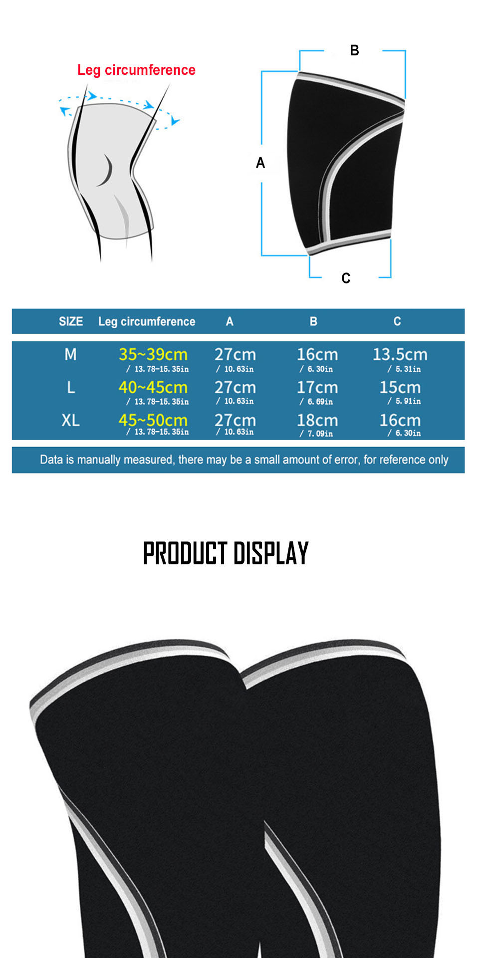 1pair AOLIKES Knee Support Sleeves - 7mm/0.28in Neoprene Compression Sports Protector for Men and Women, Enhancing Performance and Reducing Injury Risk