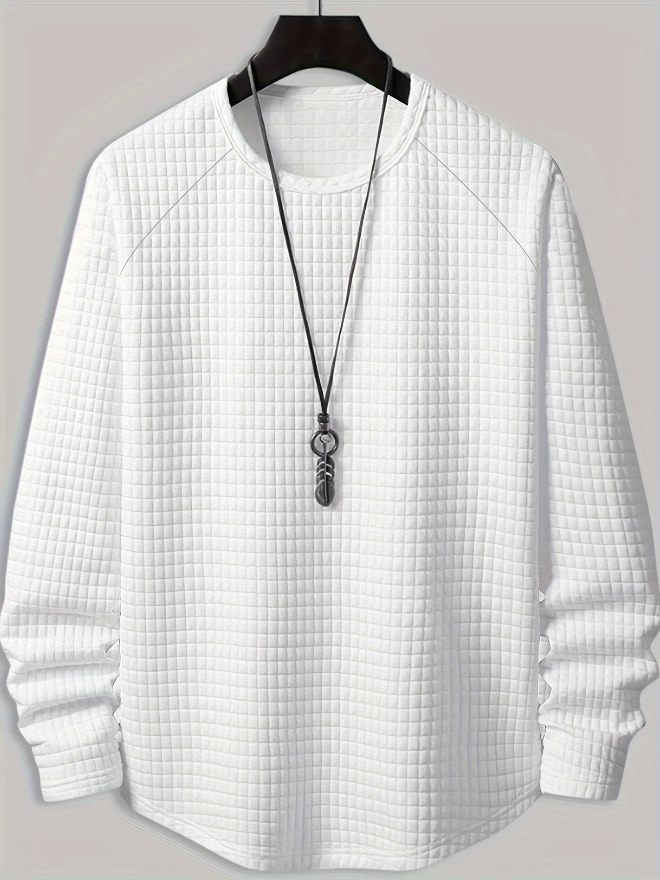 Men's Solid Color Round Neck Sweatshirt, Loose Trendy Pullover, Men's Clothing For Autumn Winter