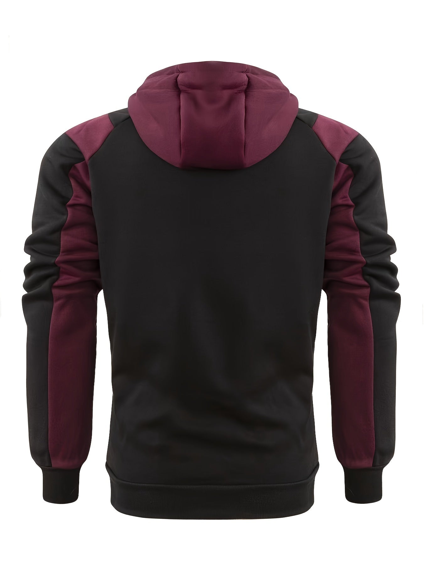 Stylish Men's Color Block Varsity Jacket - Water-Resistant Zip-Up Design with Adjustable Hood, Soft Fleece Lining, and Multiple Pockets - Perfect for Casual Outdoor Activities and Sports Events