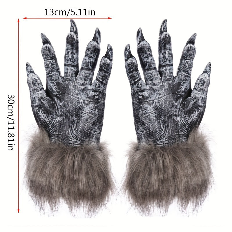 Spooky Halloween Wolf Gloves - PVC Material, No Feathers, Perfect for Parties and Decorations
