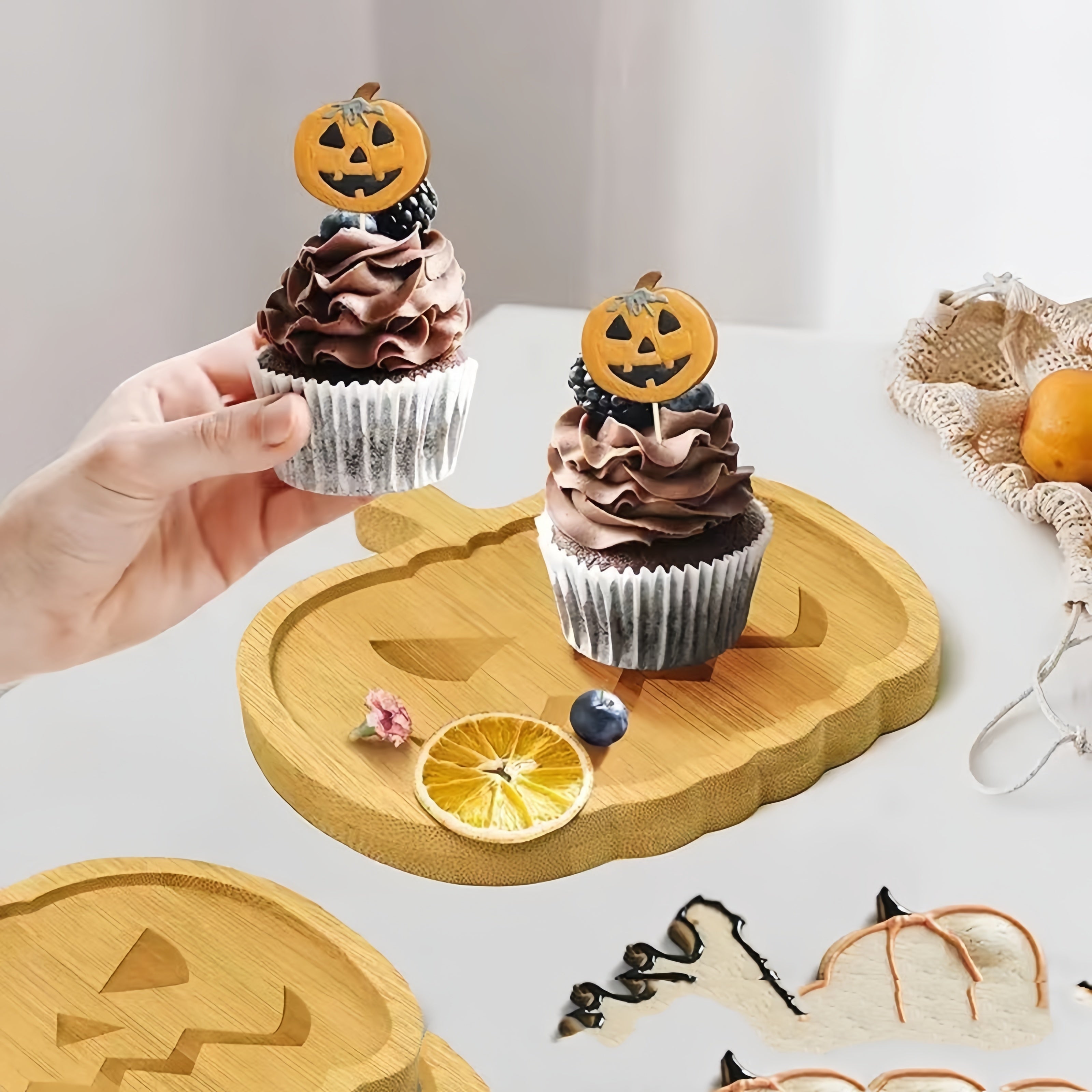 1pc Halloween-Themed Wooden Cutting Board - Easy Clean, Durable, Choose Your Design: Angry Pumpkin or - Perfect for Cheese, Charcuterie & BBQs - Ideal Kitchen Accessory