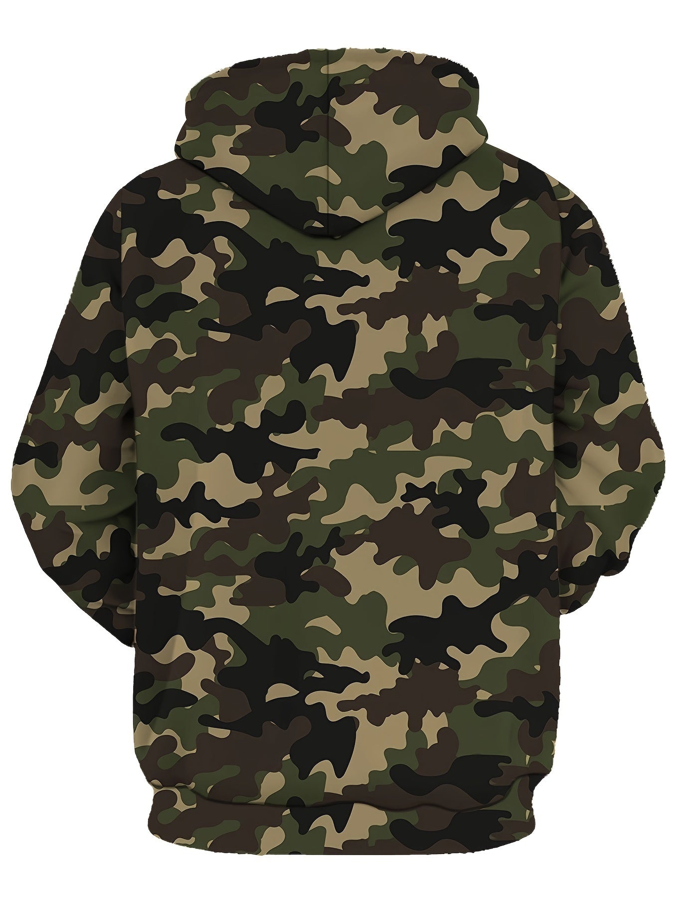 Plus Size Men's Stylish Loose Camouflage Graphic Print Hoodie With Pockets, Casual Breathable Long Sleeve Hooded Sweatshirt For Outdoor Activities, Men's Clothing