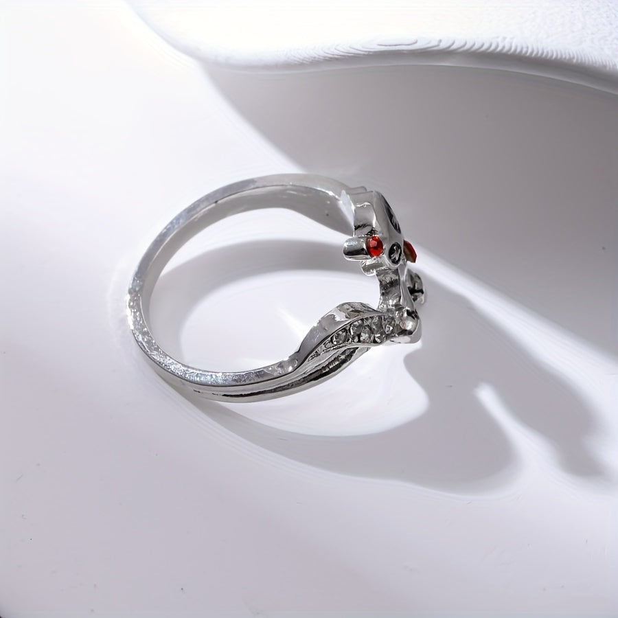 1pc Gothic Cartoon Red Heart Voodoo Doll Ring – Whimsical Devil Design with Glass & Alloy Accents, Edgy Halloween Jewelry Gift for Women, Costume Accessory | Whimsical Jewelry | Alloy Construction