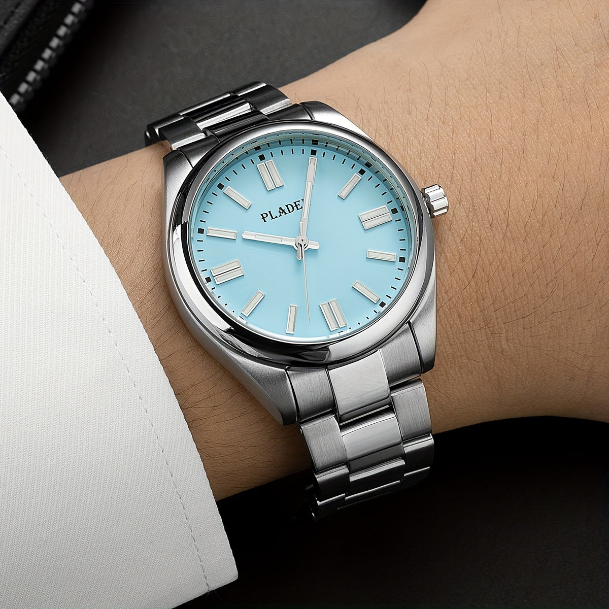 PLADEN Stylish Classic Stainless Steel Business Luminous Quartz Watch, Men's Gift