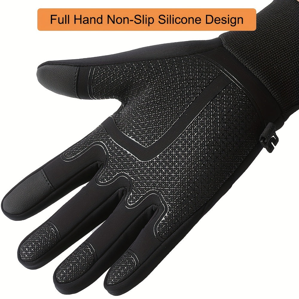 Space Souls Winter Touchscreen Gloves for Men - Water-Resistant Polyester Blend, Warm Fleece Lined, Knit Fabric, Pull-On with Hand Washable Operation - Ideal for Outdoor Sports, Cycling, Fishing, Skiing - Christmas, Halloween