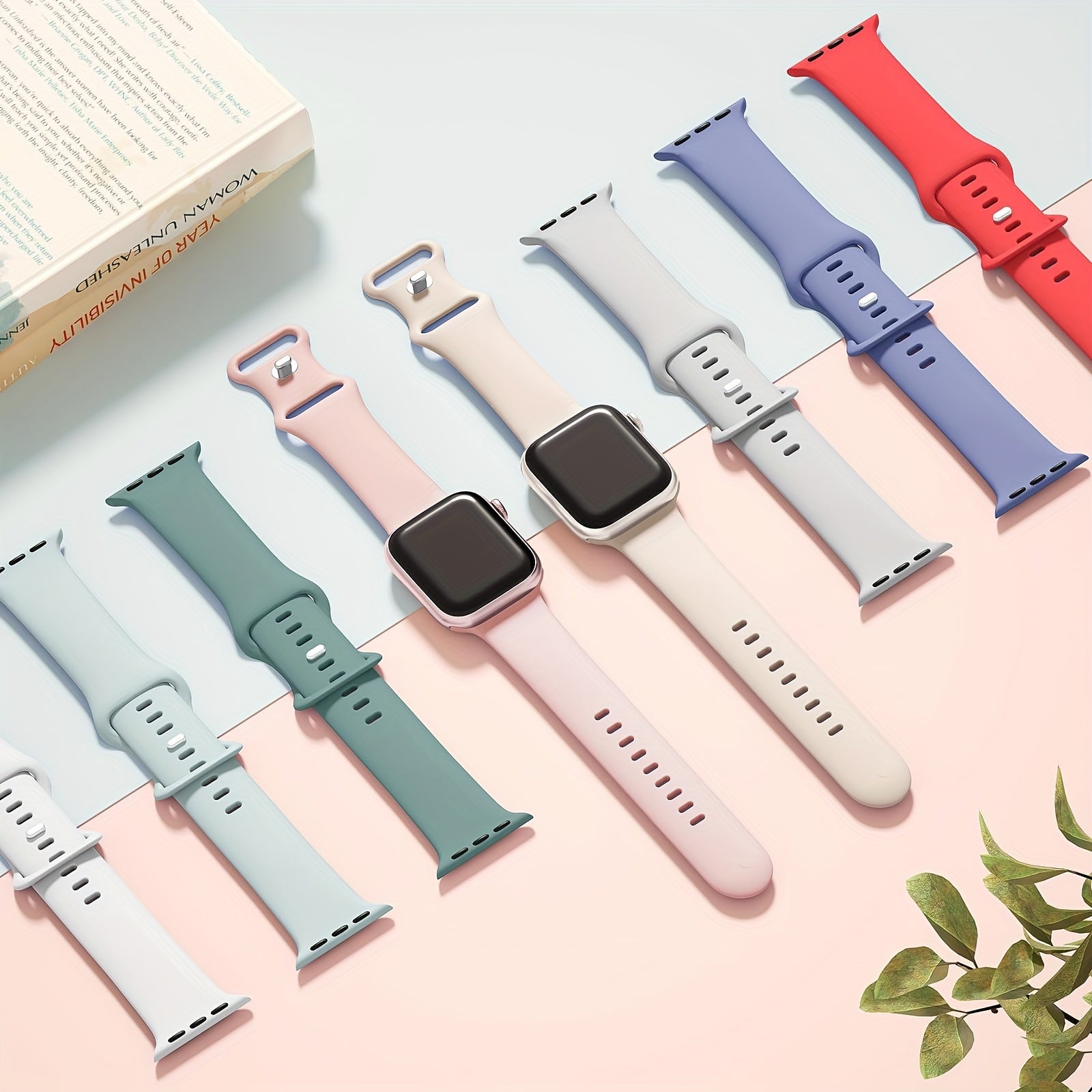 Apple Watch Compatible Silicone Straps: 7 Colors for 38mm, 40mm, 41mm, 42mm, 44mm, 45mm, 49mm Watches - Butterfly Clasp, Casual Style