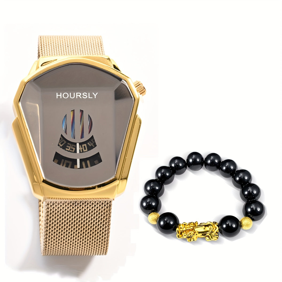 Men's Watch With A Unique Large Dial, Quartz Watch For Men, Racing Steel Strap Set